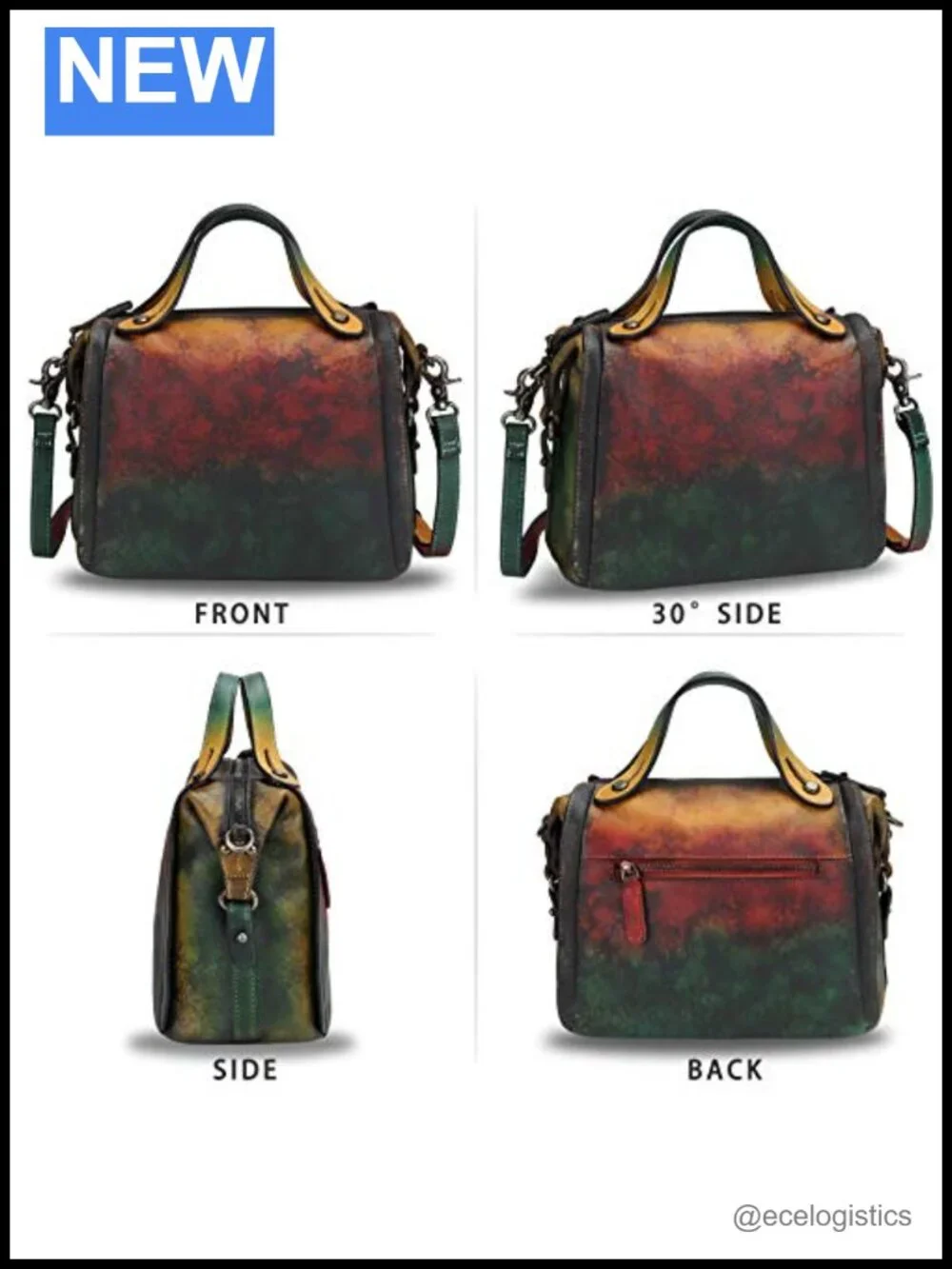 Genuine Leather Satchel Purse Women Retro Handmade Top Handle Crossbody